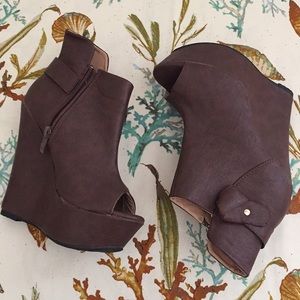 🔵 DbDk Fashion Open Toe Wedge Ankle Booties